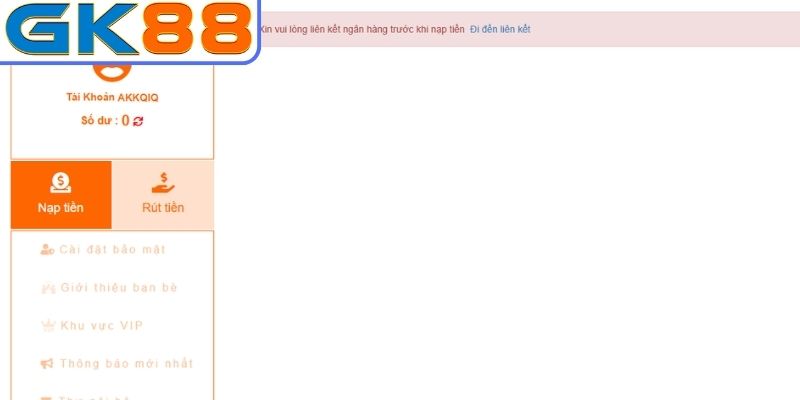 Điều kiện để nạp tiền GK88
