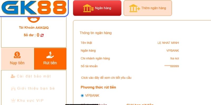 Rút Tiền GK88 – Hướng Dẫn Và Những Lưu Ý Quan Trọng 2 Rút tiền GK88 qua ngân hàng